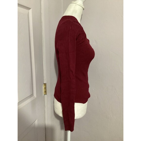 Lulus Red Ribbed One Shoulder Pullover Long Sleeve Blouse S - Picture 3 of 5